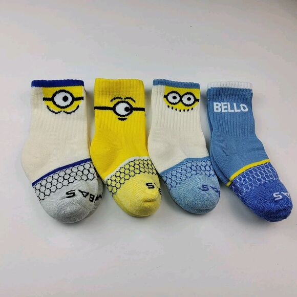 Bombas Junior Minions Lof Of 4 Pairs Socks Size J (8T-11T) - Picture 2 of 3